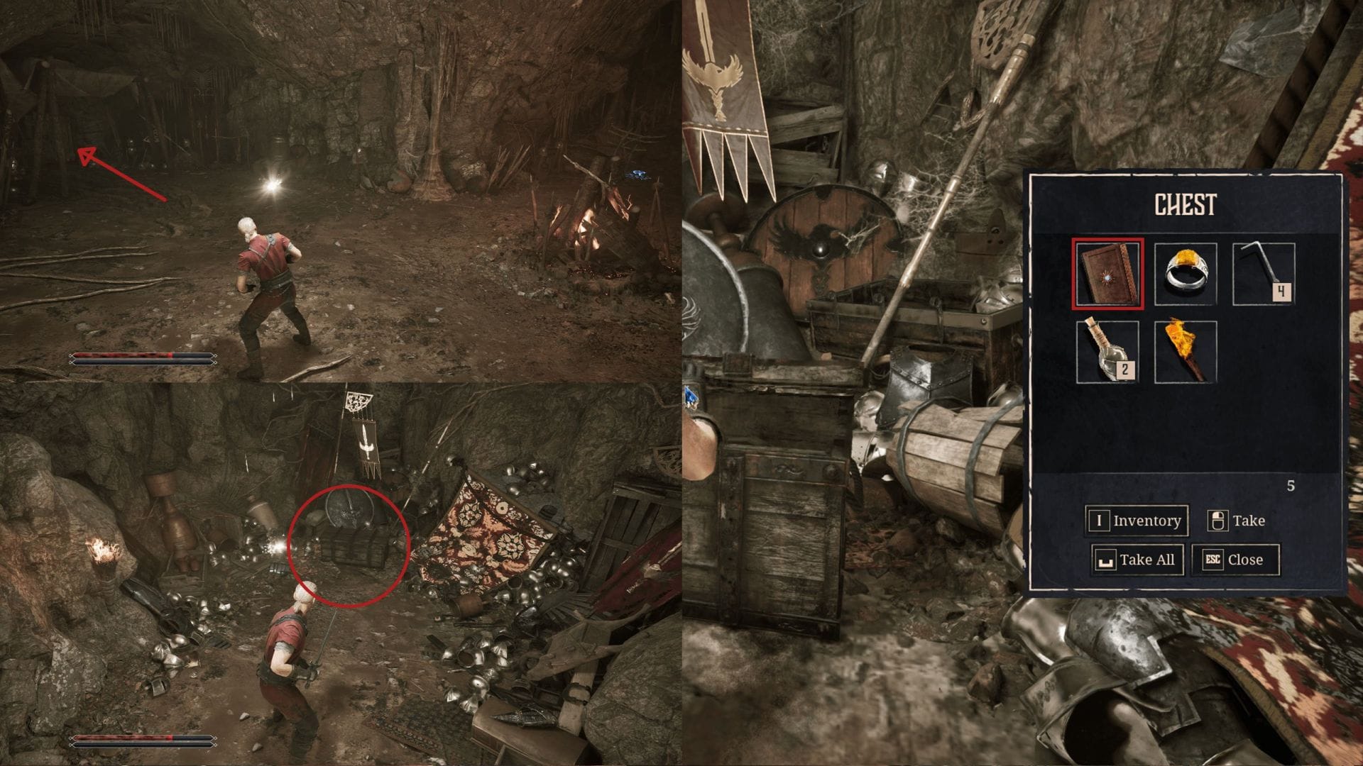 Explore the cave till you reach a large open area with a wooden door (Image via Alkimia Interactive)