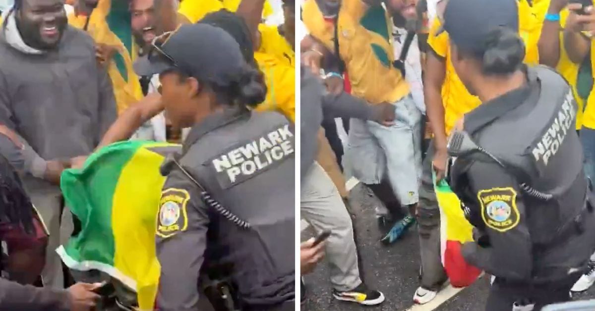 American policewoman shows off her dance moves as she joins Ghana fans in celebrations before FIFA World Cup clash vs Croatia