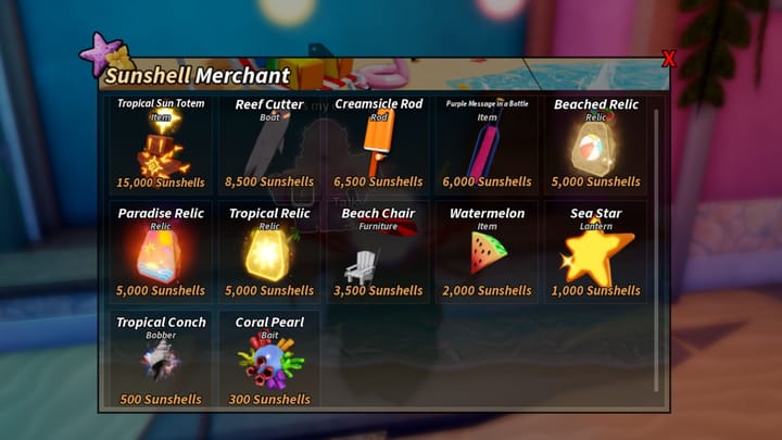 How to get Sunshells in Fisch