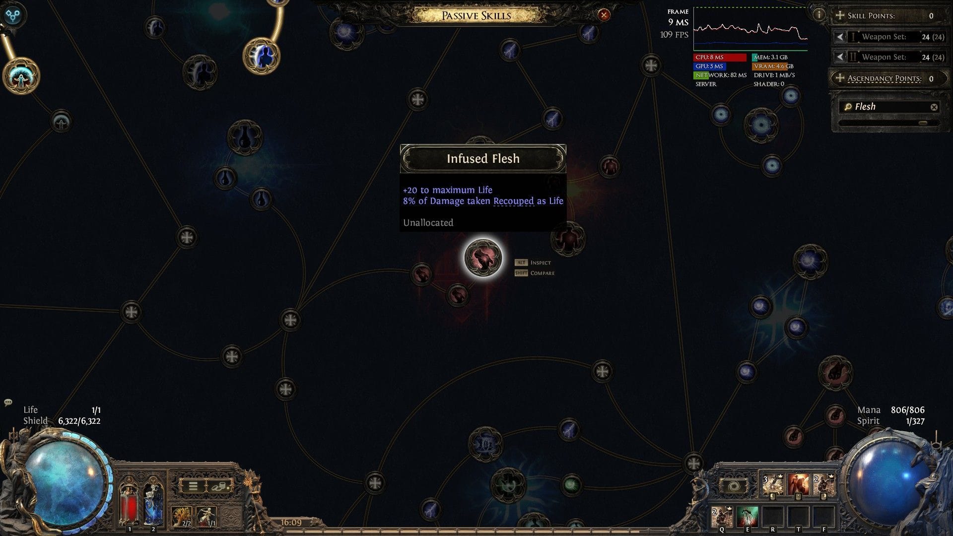 Infused Flesh notable passive skill of Path of Exile 2 (Image via GGG) 