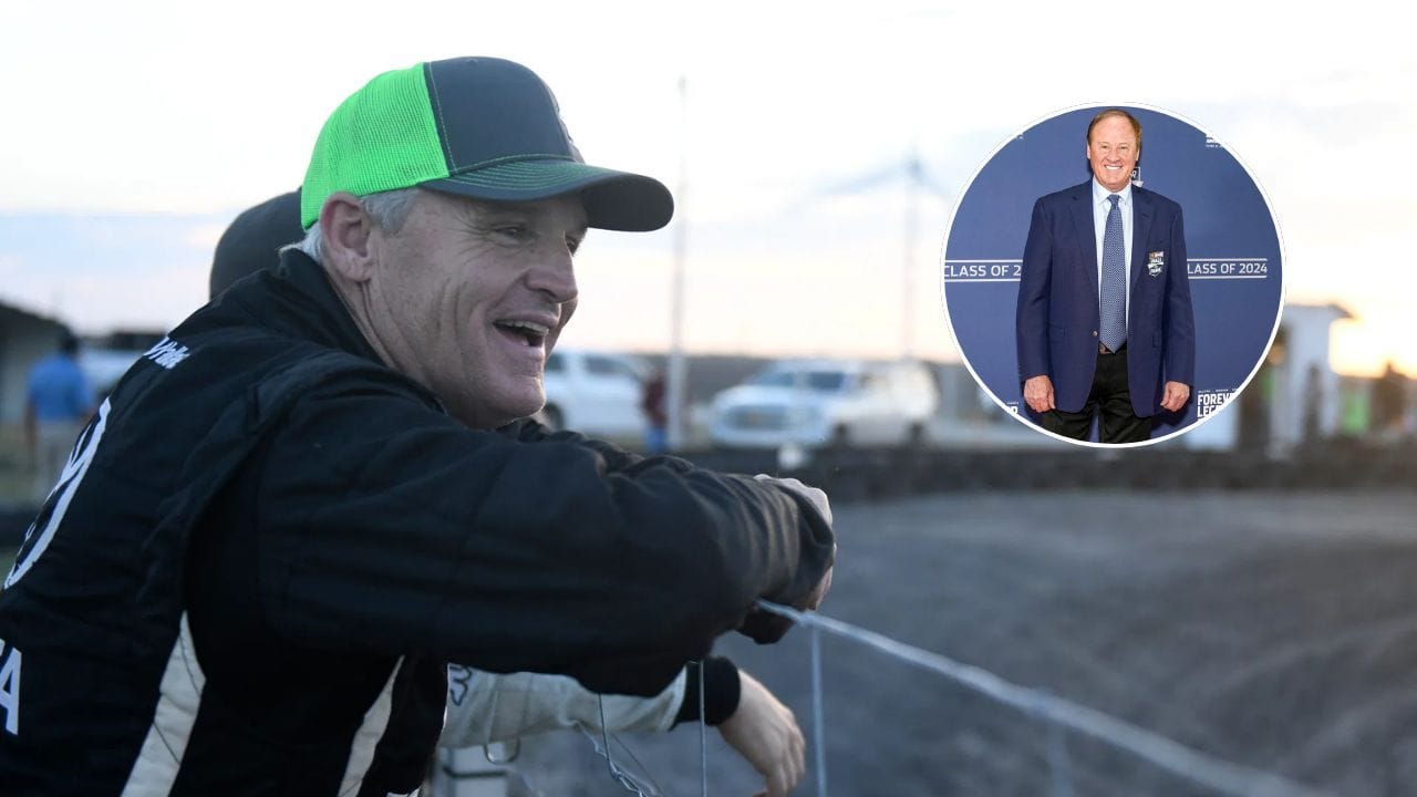 Kenny Wallace reacts to his brother Rusty Wallace being named Grand Marshal for the North Wilkesboro Speedway