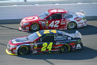 Jeff Gordon (24) and Kyle Larson (42) during the 2014 NASCAR race at Chicagoland. Source: Imagn