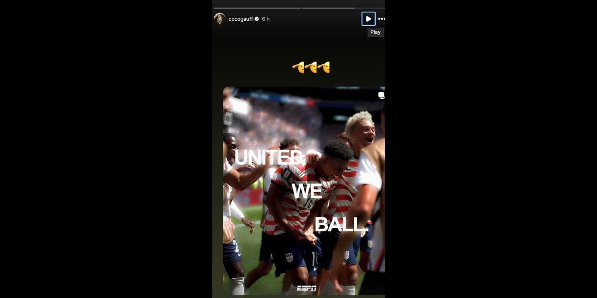 Uma captura de tela da história de Coco Gauff no Instagram. (Fonte: Coco Gauff Instagram)
