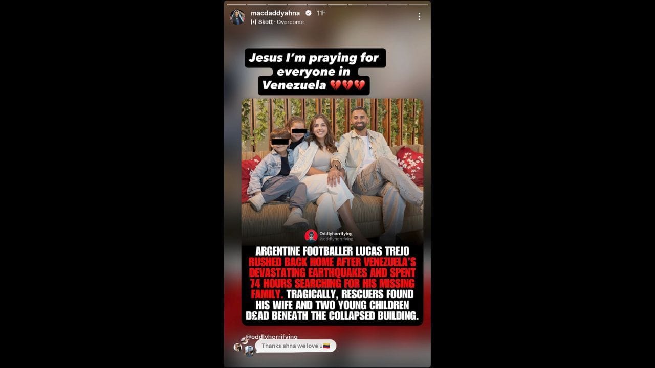 Captura de tela da história do Instagram de Ahna Mac (imagem via Instagram.com/@macdaddyahna IG Stories)