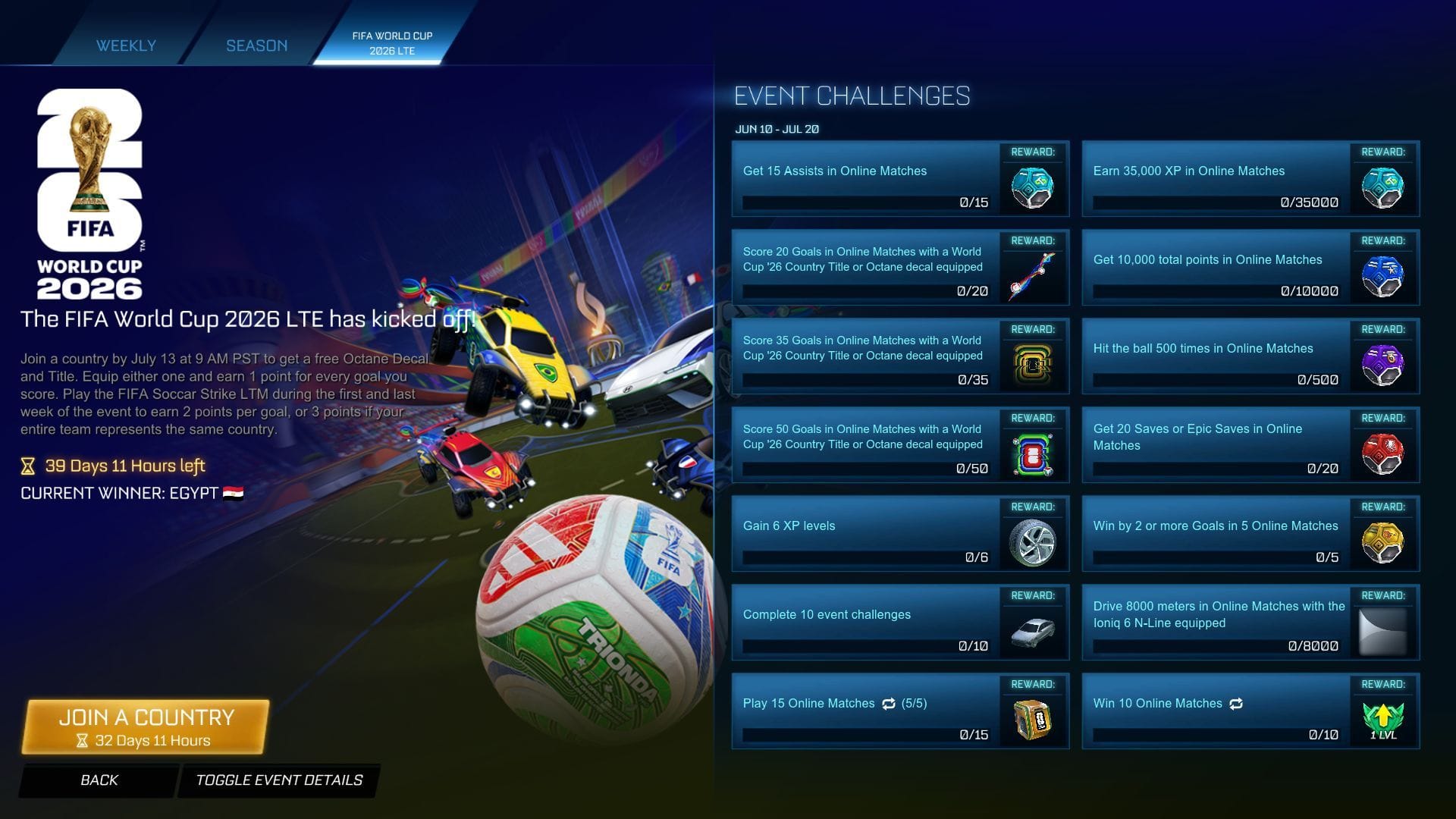 Missões RL x FIFA 2026 (Imagem via Psynoix || Sportskeeda)