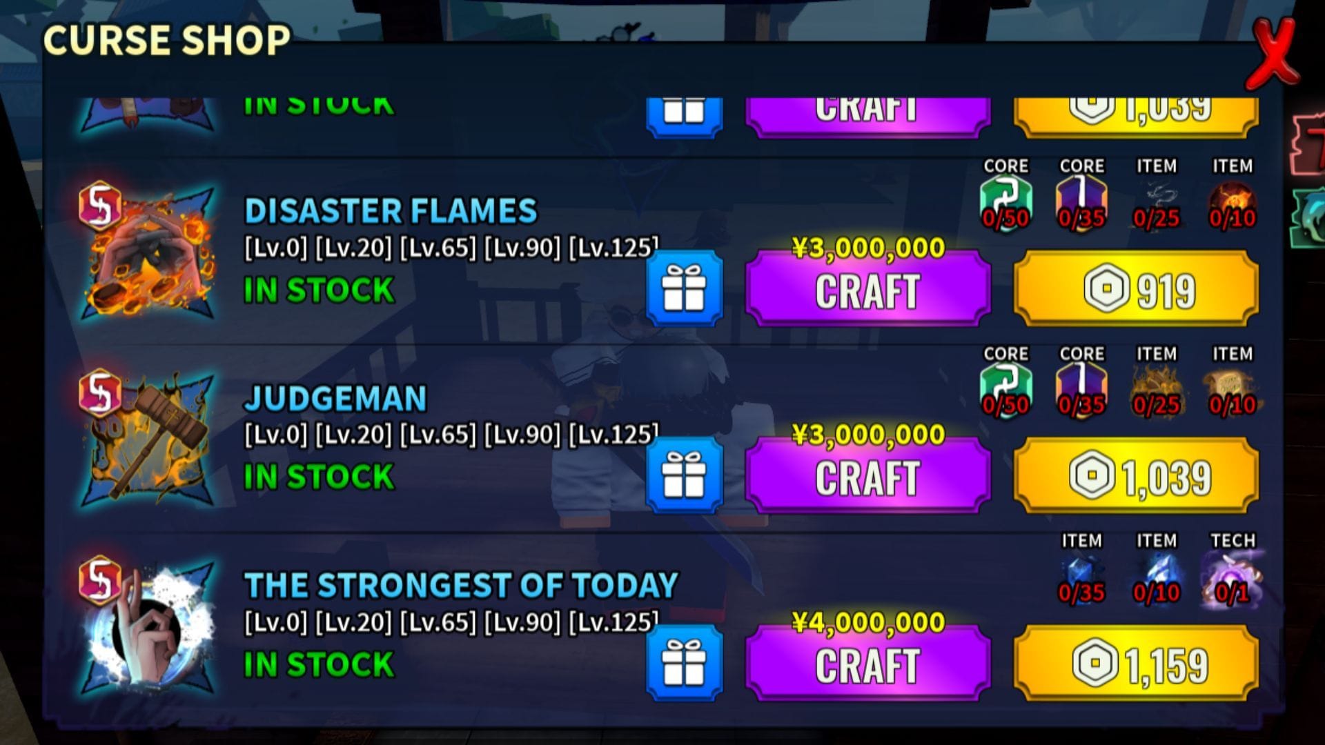 O mais forte de hoje na Curse Shop (imagem via Roblox)