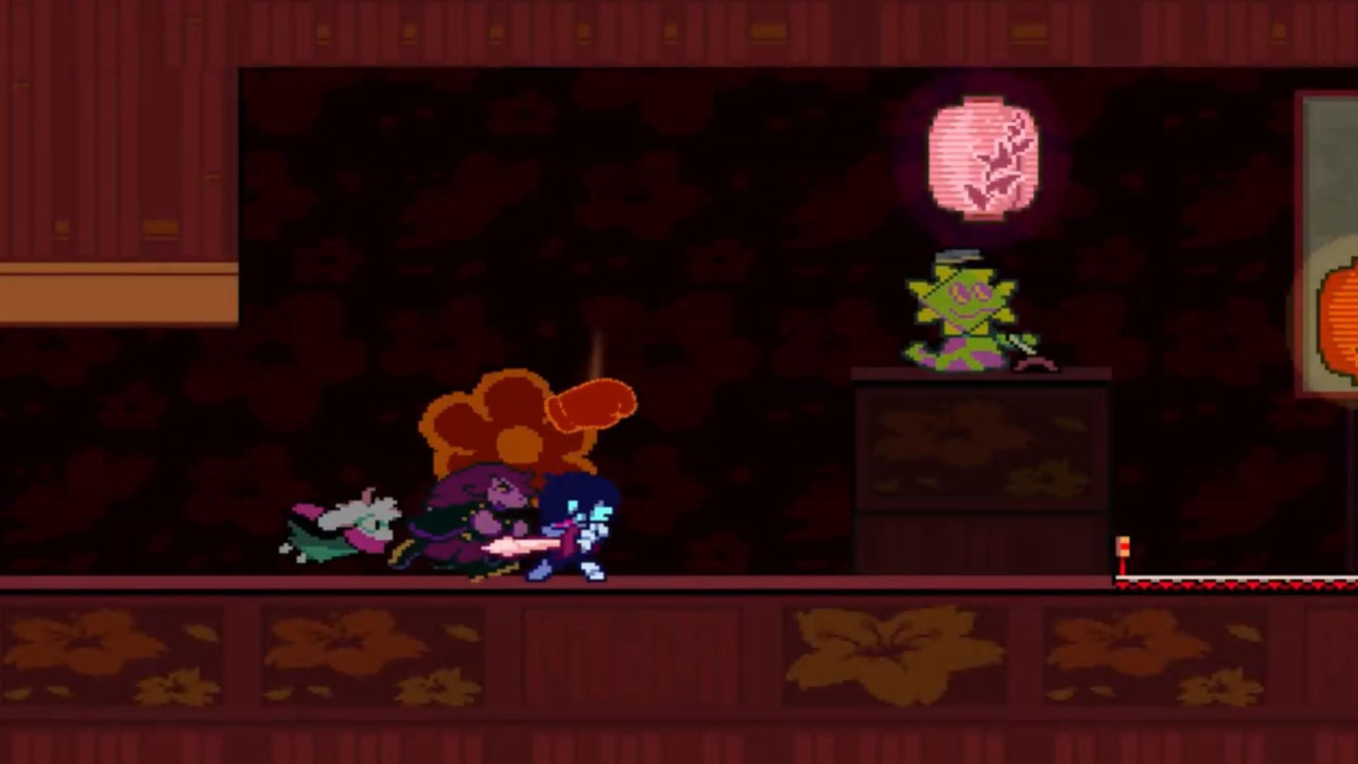 A moeda está dentro deste vaso rosa em Deltarune (Imagem via Toby Fox || Youtube/@BlueBlurX7)