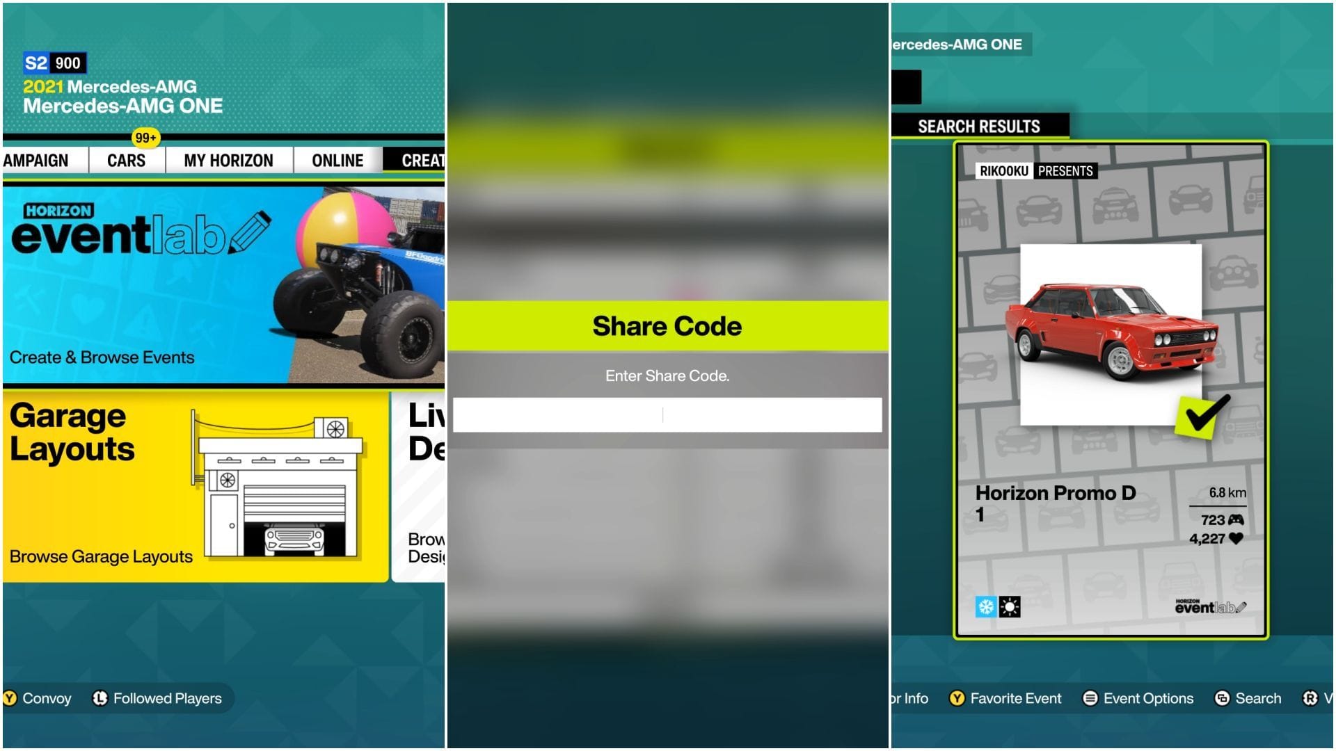 Abra os laboratórios de eventos e insira o código de compartilhamento para entrar em uma corrida (Imagem via Xbox Game Studios || Sportskeeda)