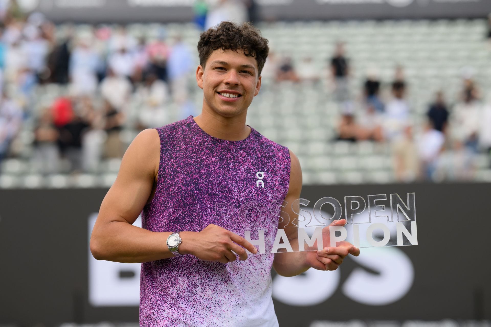 Ben Shelton dos Estados Unidos da América no BOSS Open 2026 em Stuttgart, Alemanha. (Foto de Getty Images)
