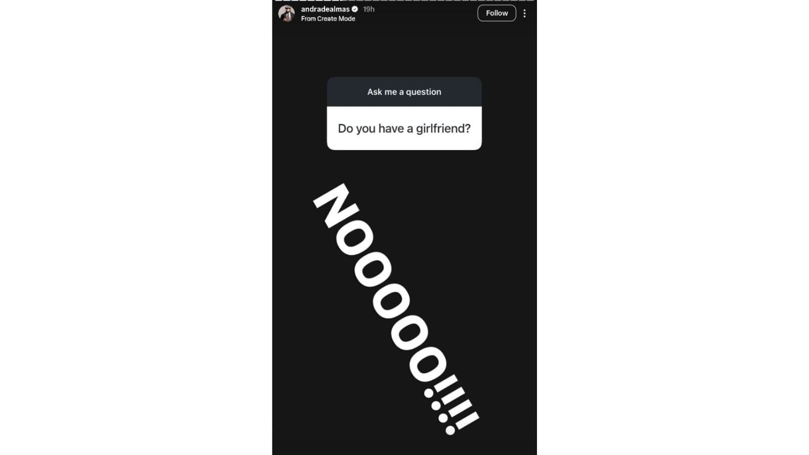 El Idolo's story [Image via Instagram/@andradealmas]