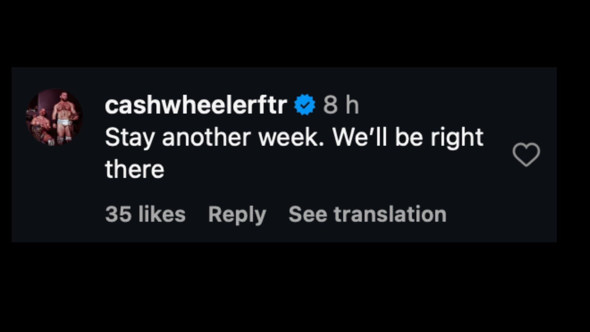 Cash Wheeler responde à postagem de Dax Harwood. (Imagem via Instagram/@daxharwood)