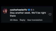 Cash Wheeler responde à postagem de Dax Harwood. (Imagem via Instagram/@daxharwood)