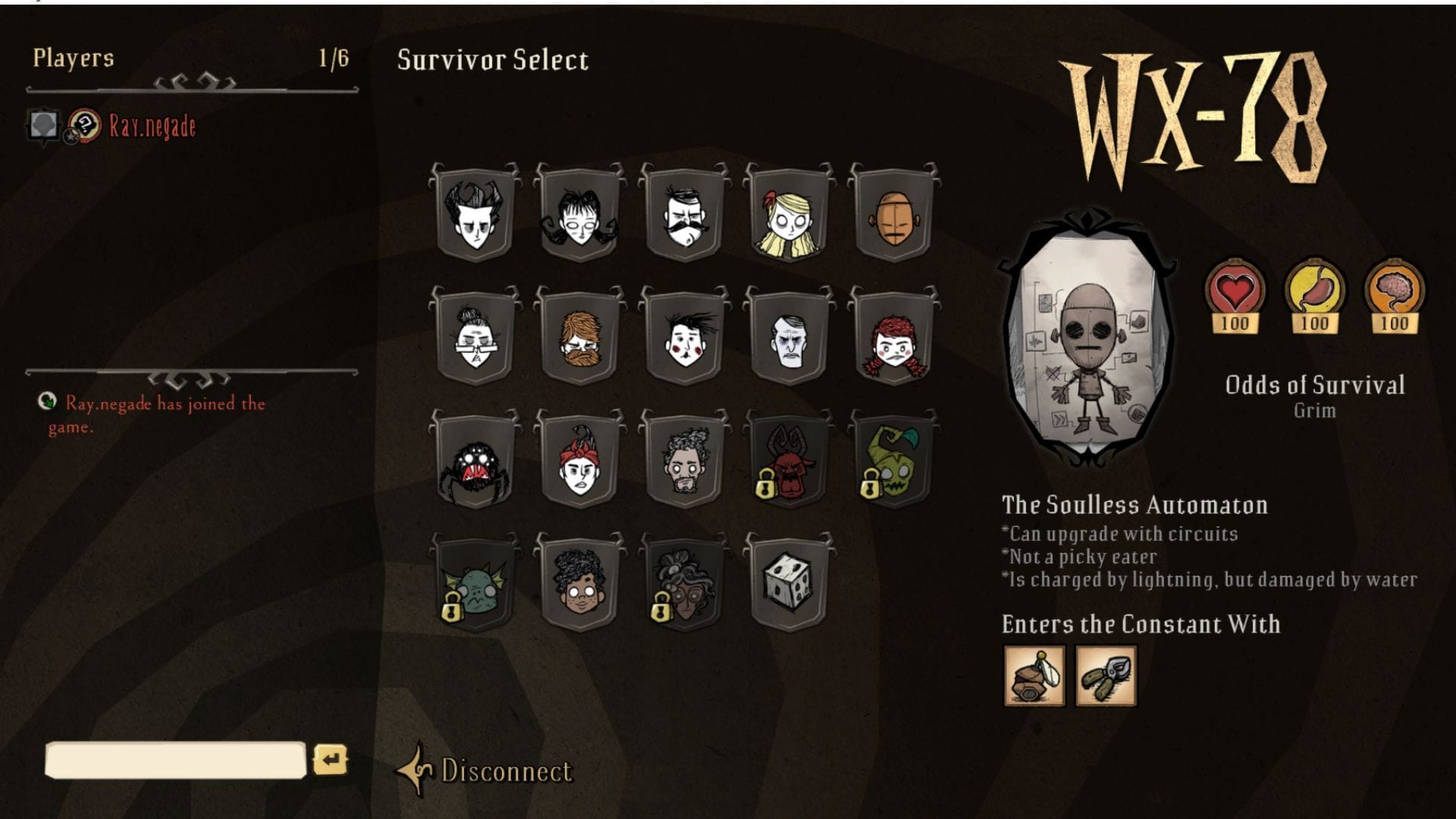 Selecionando sobreviventes no horário de verão (imagem via Klei Entertainment)