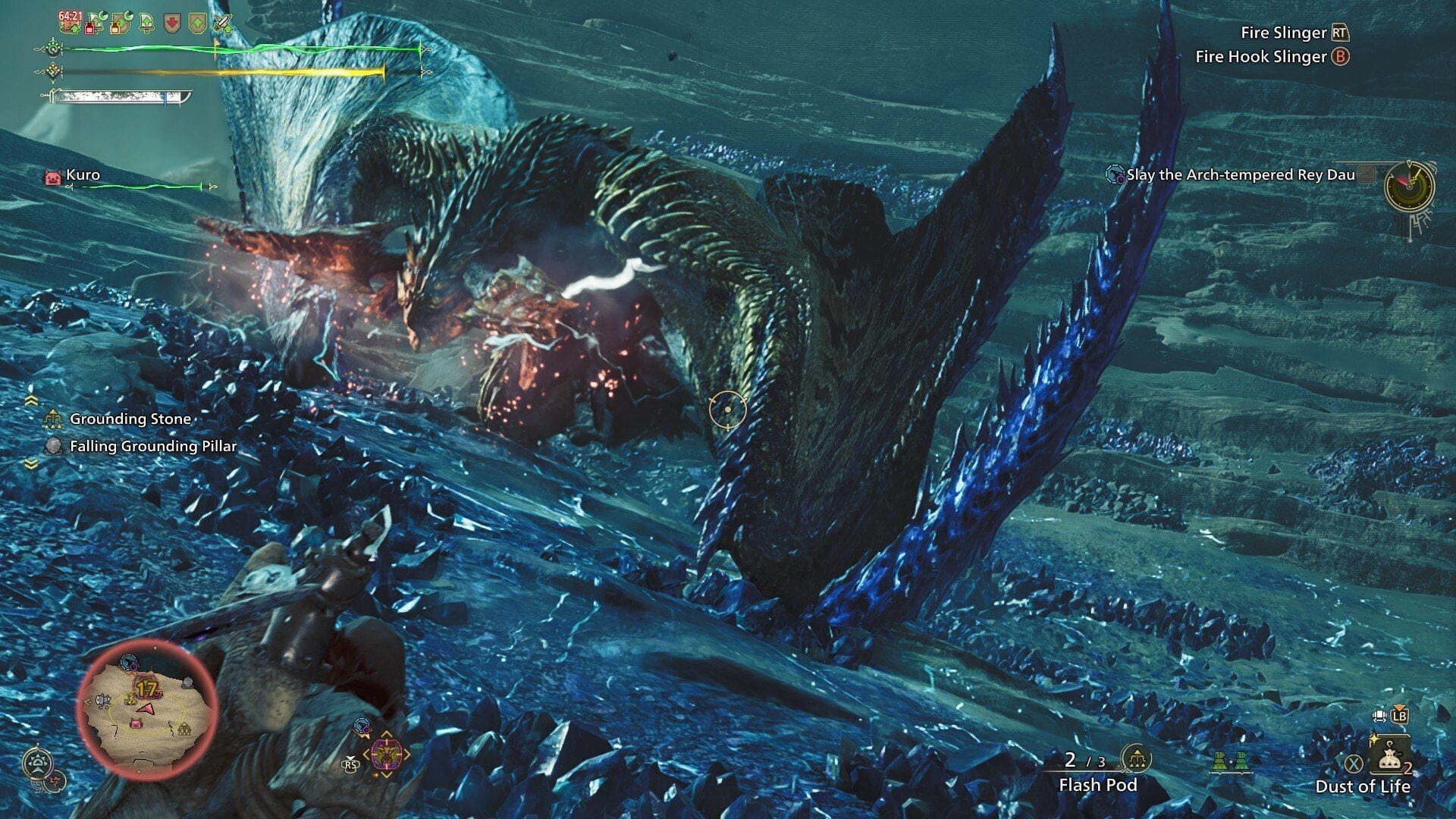 Ataque os chifres assim que Rey Dau realizar seu ataque com canhão elétrico (Imagem via Capcom || SK Gaming)