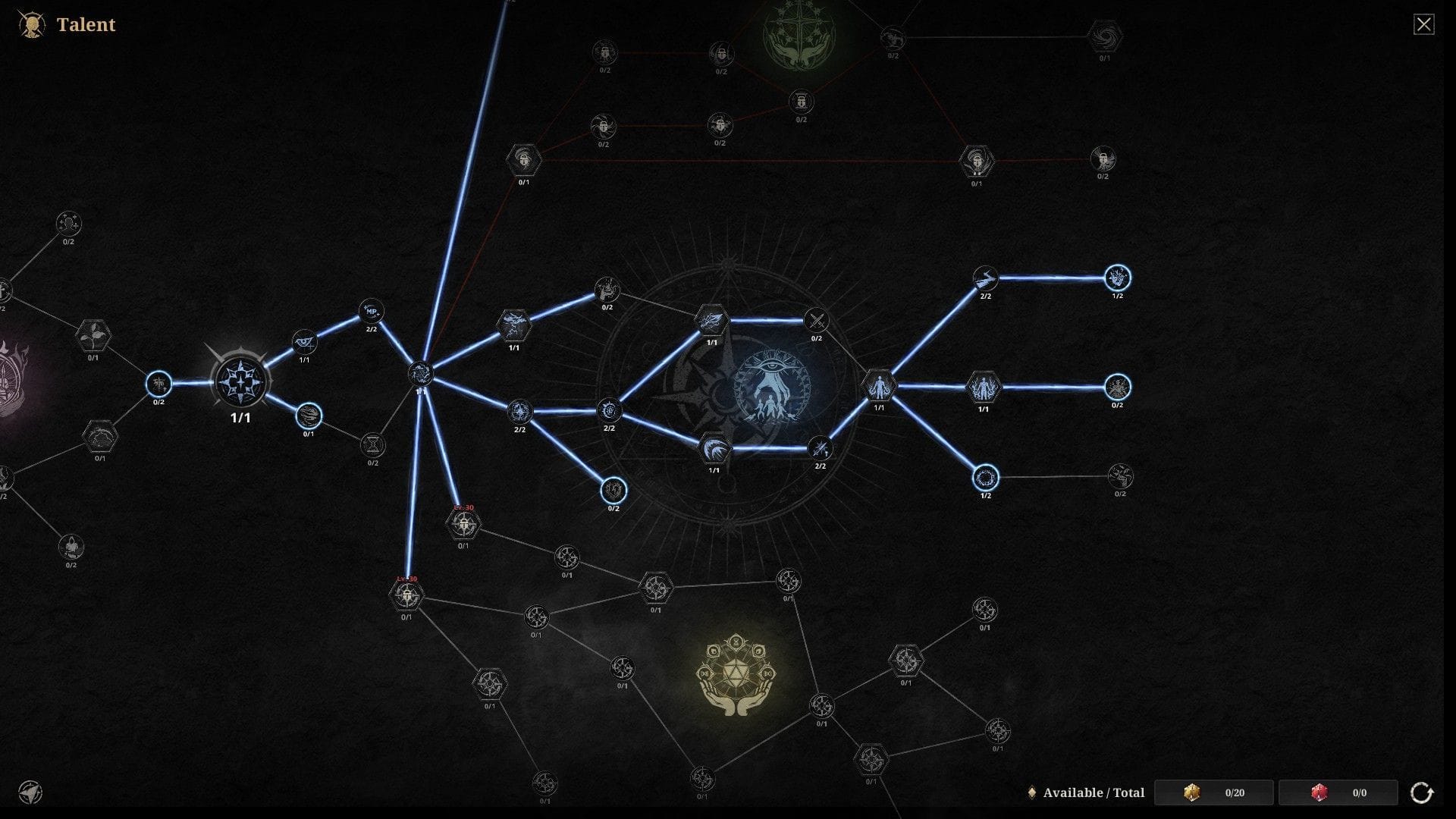 Árvore de talentos para Lightning Stormbringer (Imagem via Nexon)