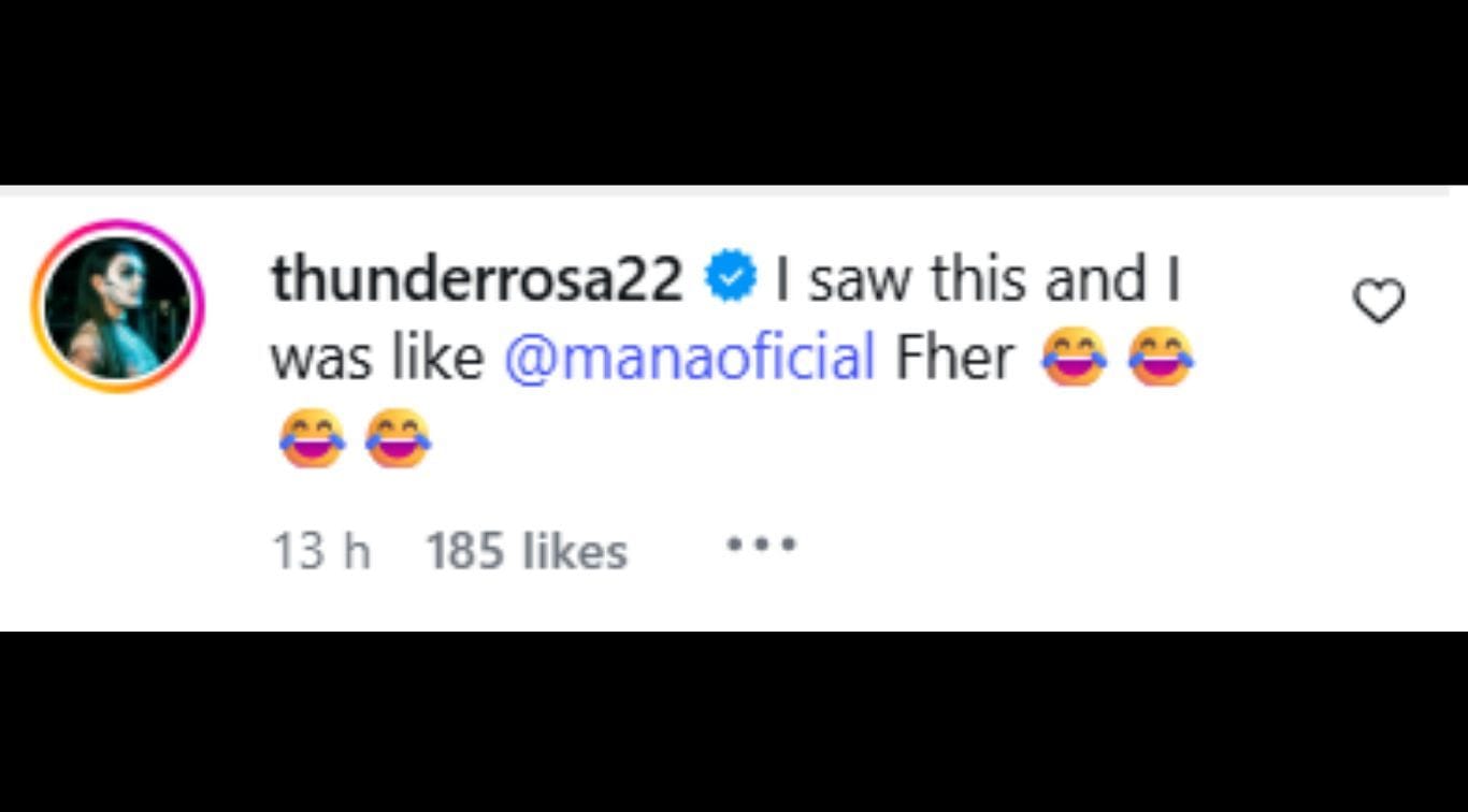 Comentário de Thunder Rosa (Screengrab retirado do Instagram/@chrisjerichofozzy)