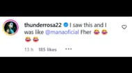 Comentário de Thunder Rosa (Screengrab retirado do Instagram/@chrisjerichofozzy)