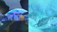 À esquerda, o fungo Naigtal. À direita, o Val gelado (Imagem via Blizzard Entertainment)