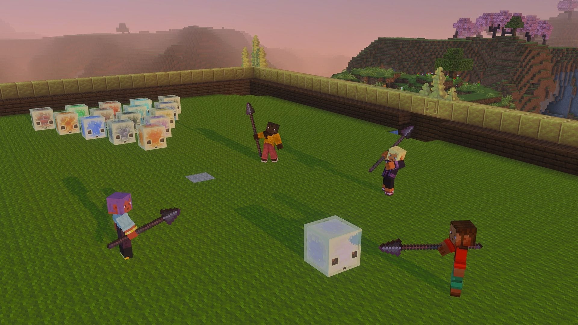 Todo o desafio é posicionar ou interagir com os novos mobs e itens (Imagem via Mojang Studios)