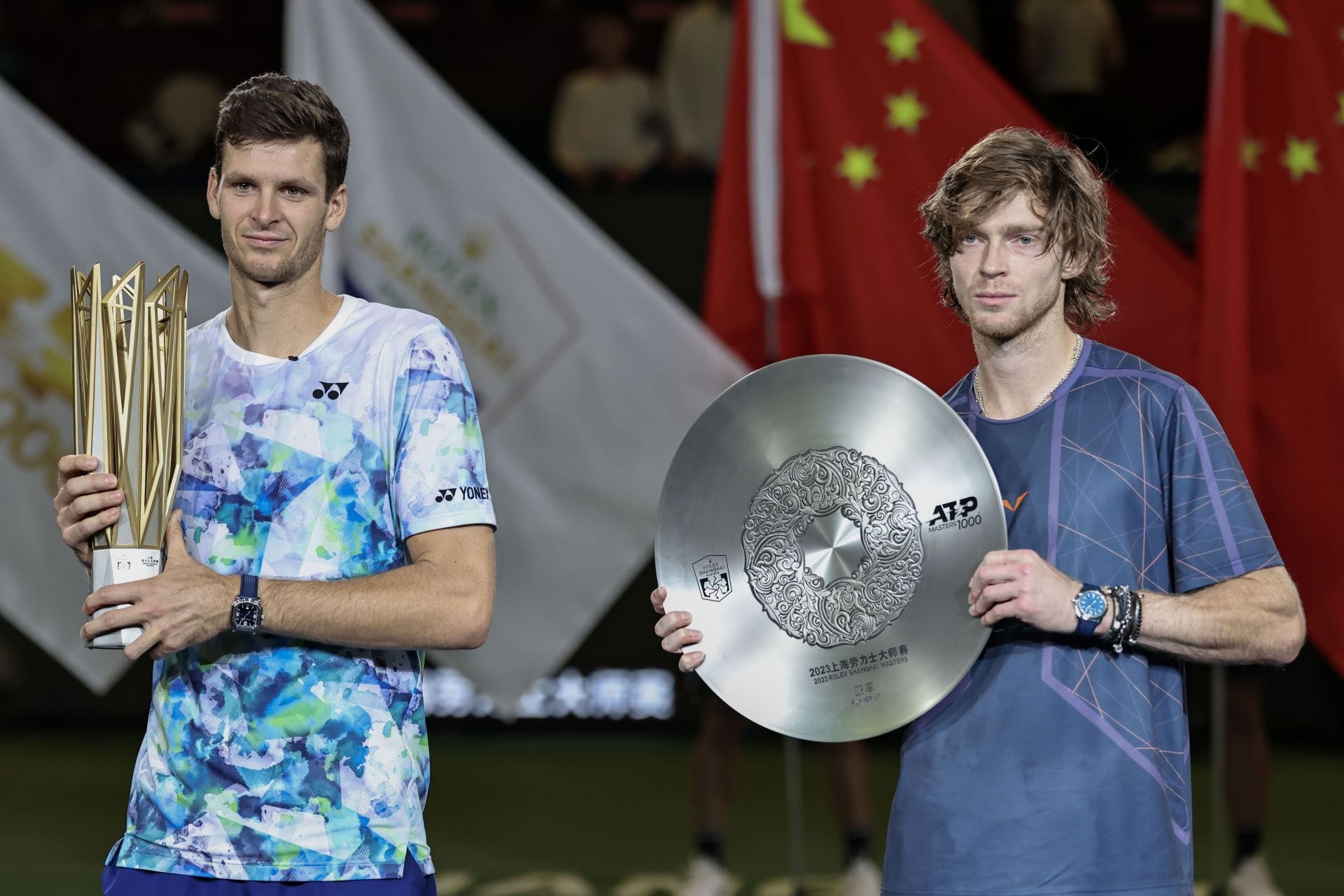 Hurkacz and Rublev at the 2023 Shanghai Rolex Masters (Image Source: Getty)
