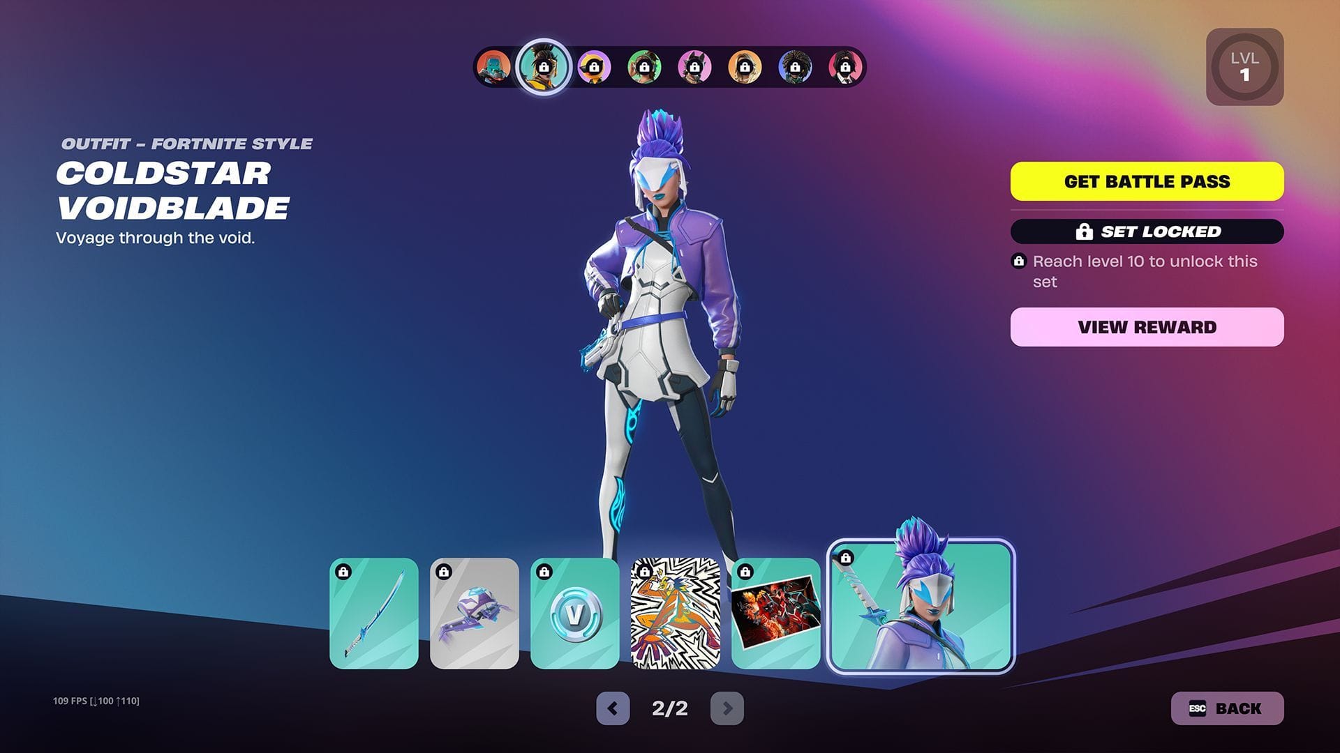 Recompensas para The Voidblade (imagem via Epic Games)