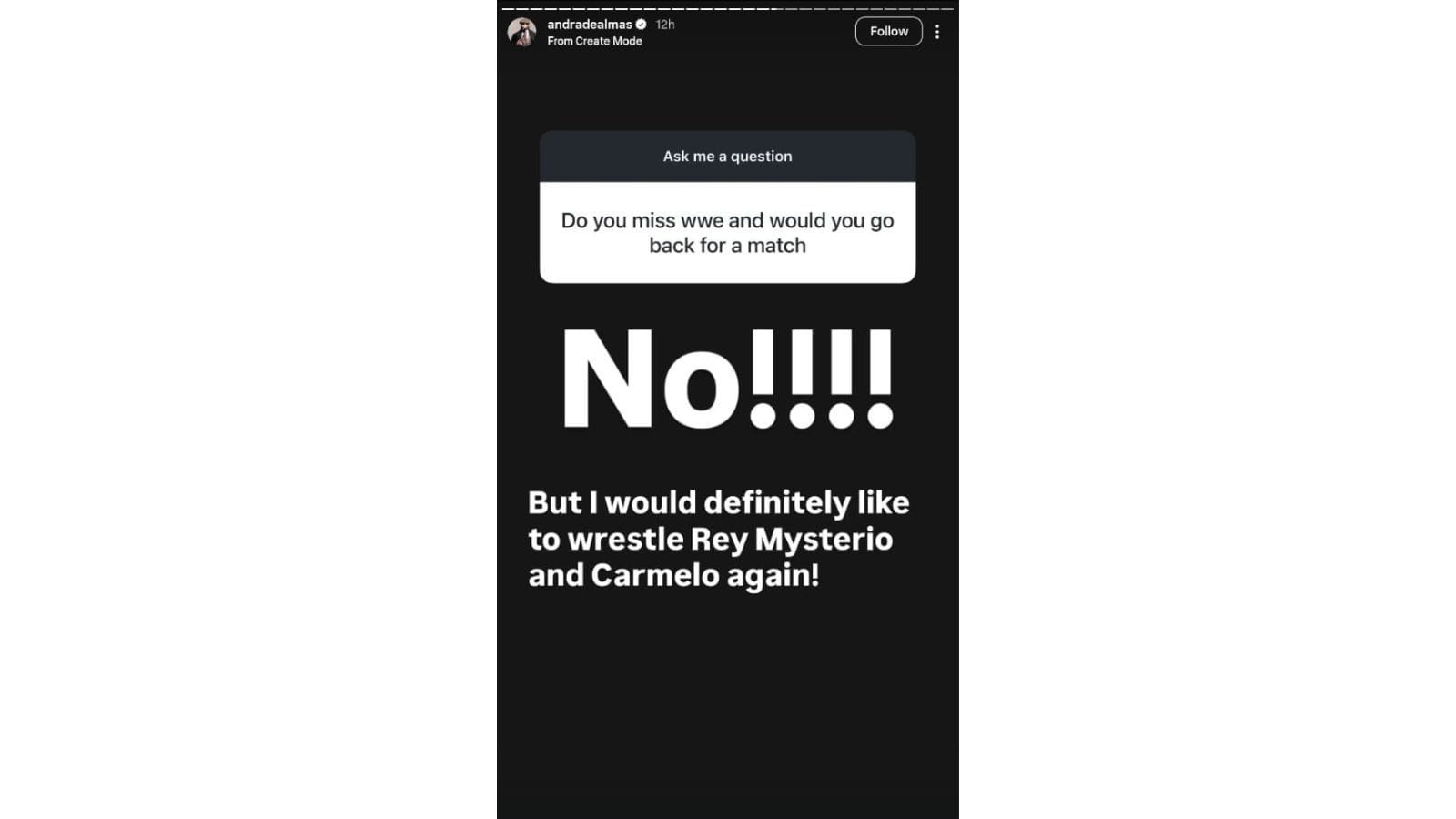 História de Andrade no Instagram [Image via Instagram/@andradealmas]