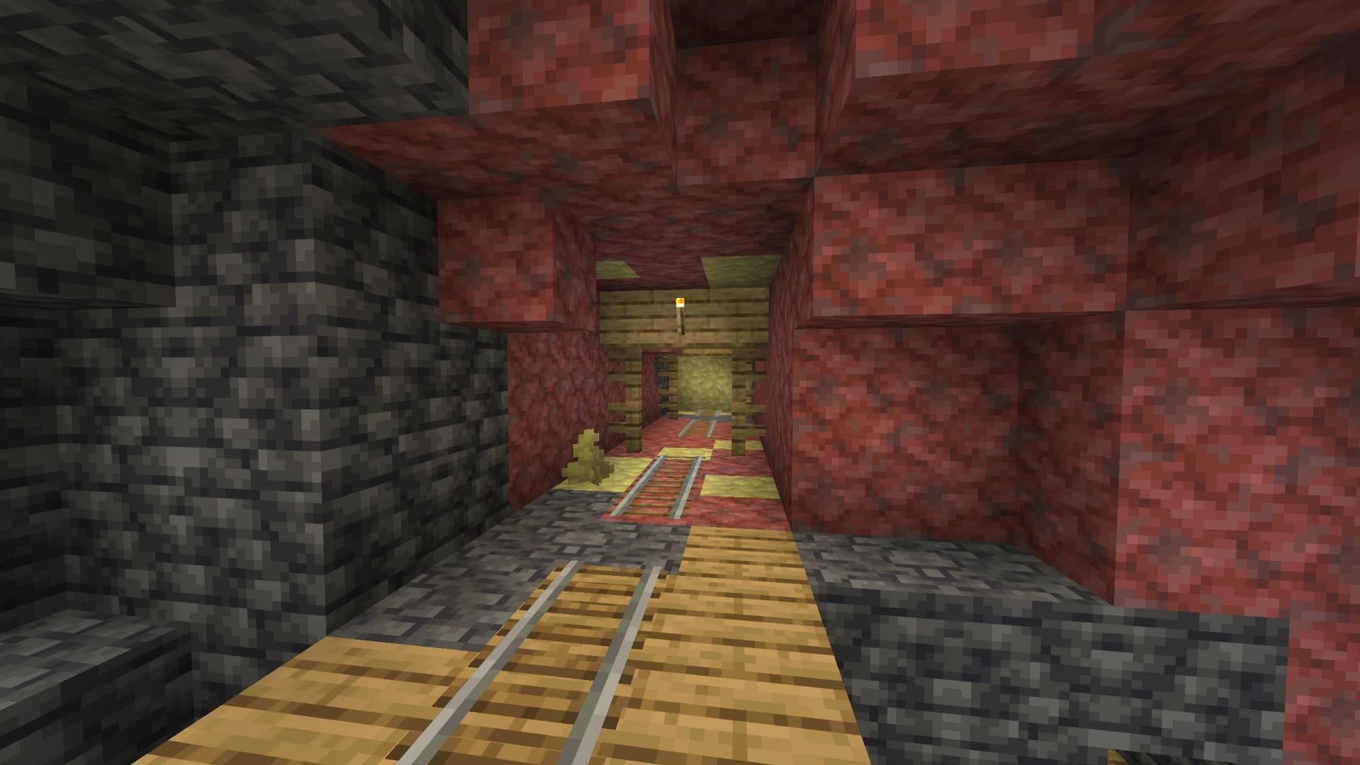 O novo disco só é encontrado em Sulphur Caves Mineshafts (Imagem via Mojang Studios || Sportskeeda)