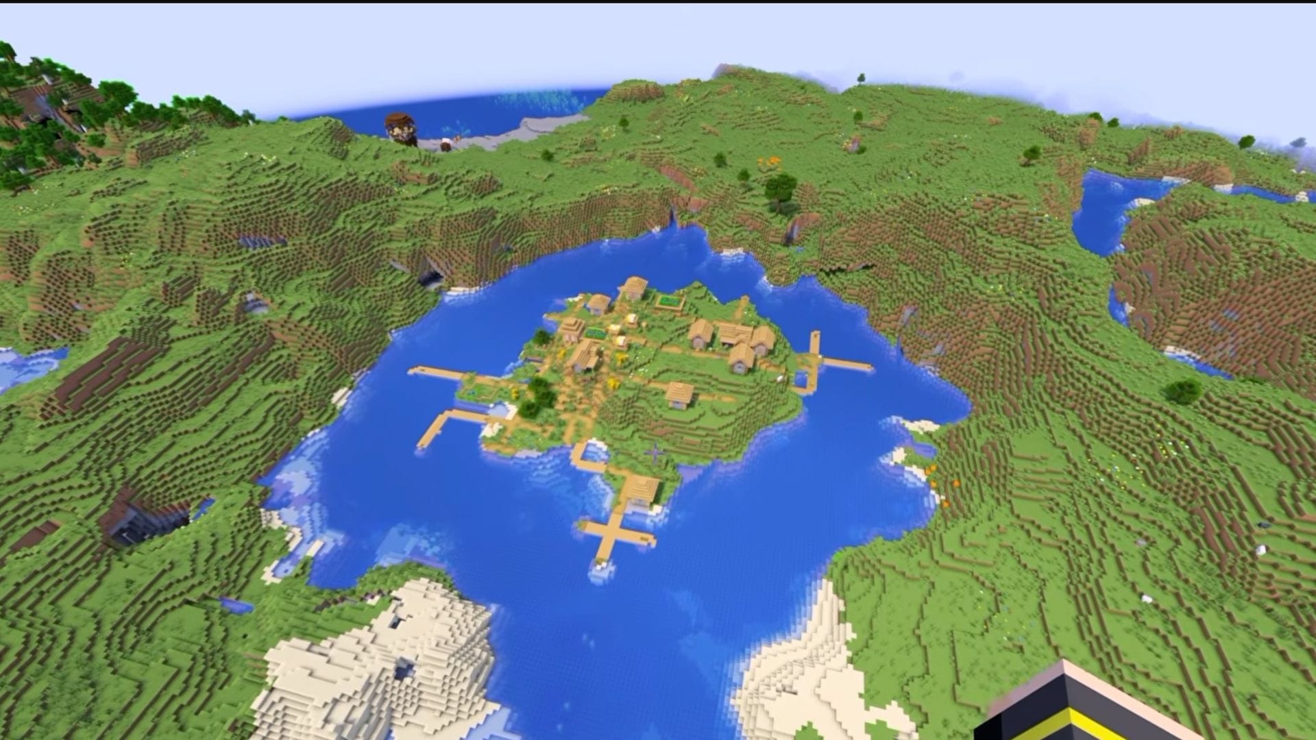 This seed is perfect for a peaceful game world right at spawn (Image via Mojang Studios || YouTube@akirby80)