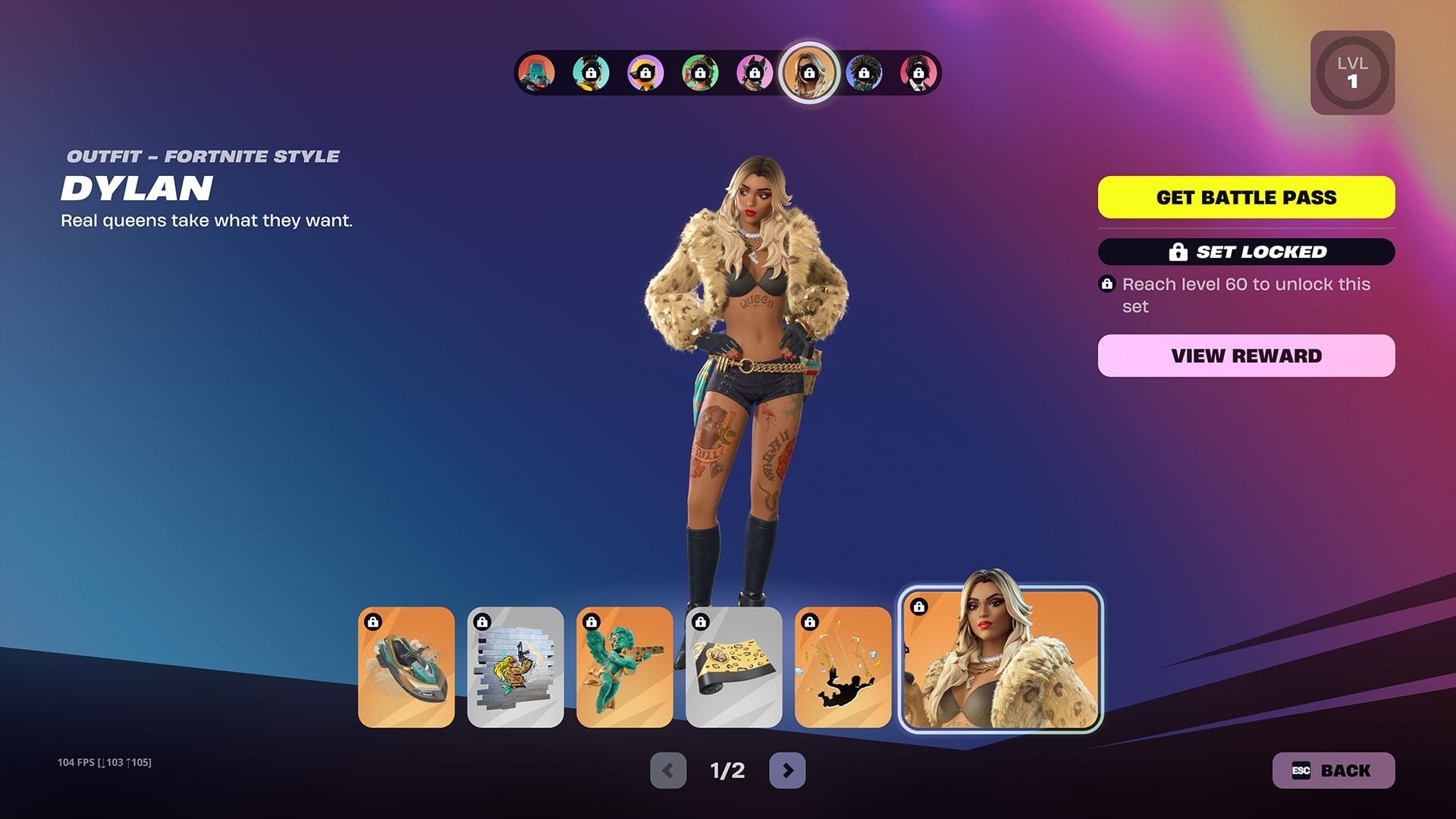 Recompensas para Dylan (imagem via Epic Games)