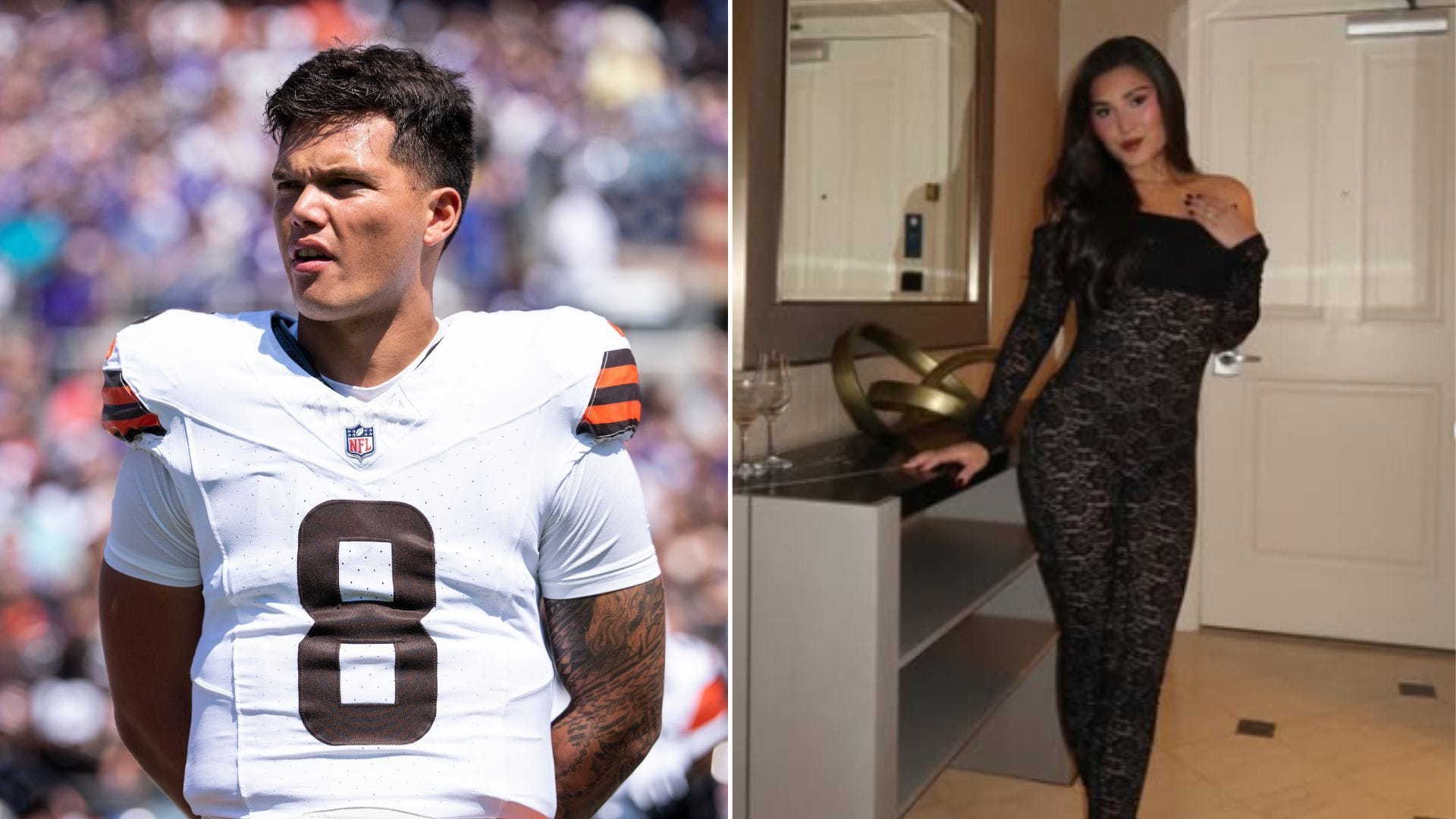 Dillon Gabriel's fiancée Zo Caswell poses in string bikini after 'stealing' Browns QB's shorts for beach day out