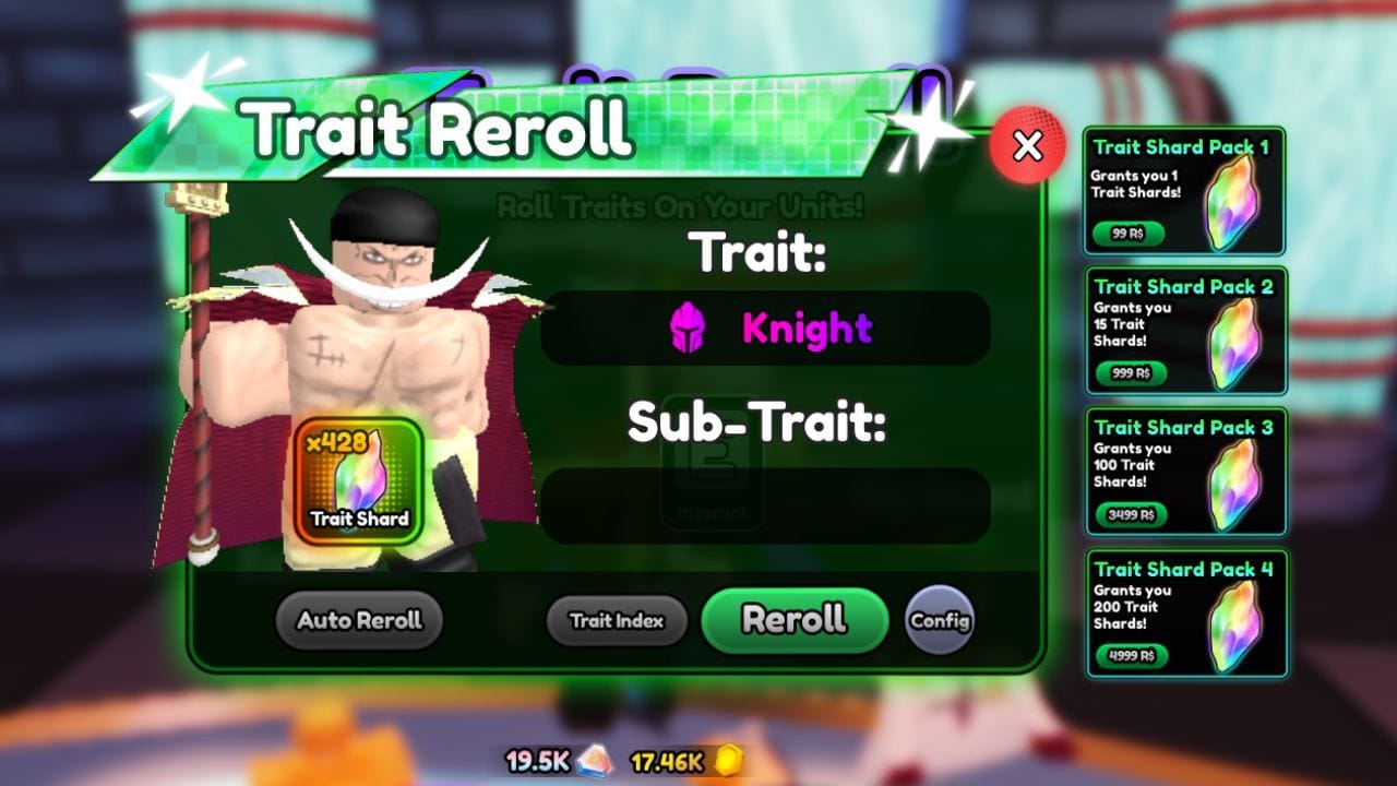 The Trait Reroll menu (Image via Roblox)
