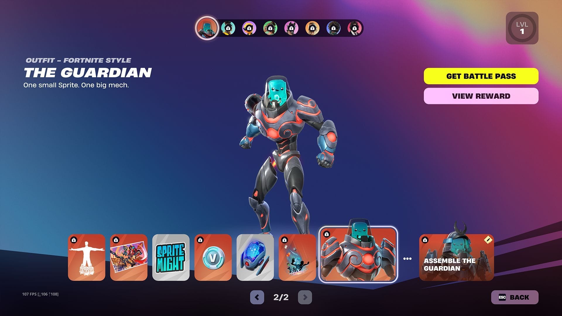 Recompensas para The Guardian (imagem via Epic Games)