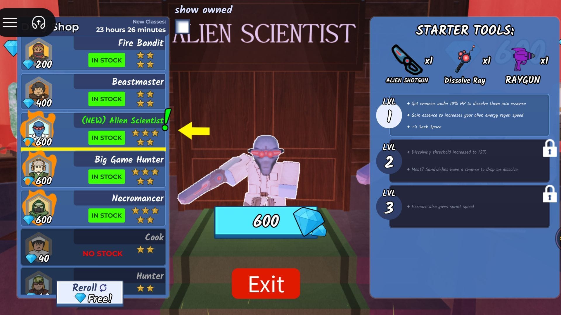 Alien Scientist class (Image via Roblox)