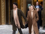Justin Baldoni and Emily Baldoni are seen leaving the New York Federal Courthouse on February 11, 2026 in New York, New York. (Source: Getty)