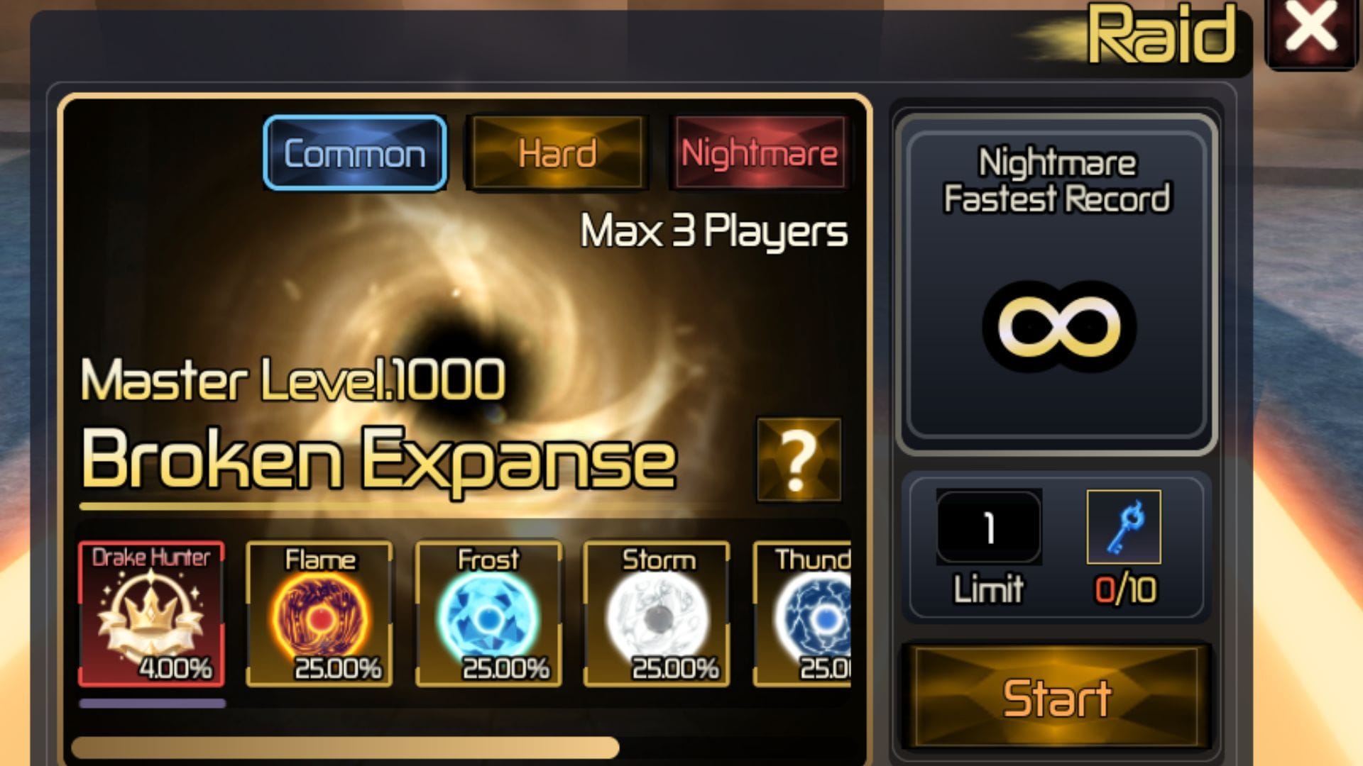 The Broken Expanse raid menu (Image via Roblox)