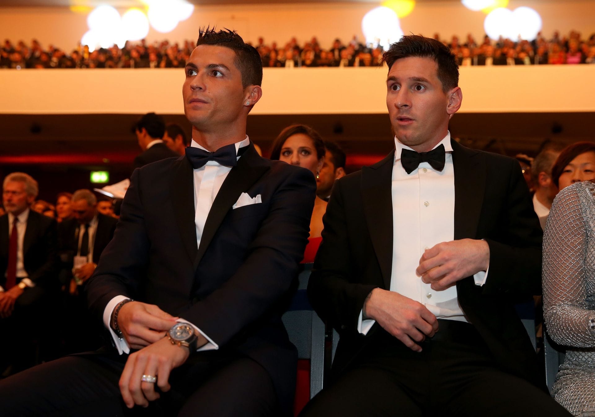 Cristiano Ronaldo (esquerda) e Lionel Messi- Fonte: Getty