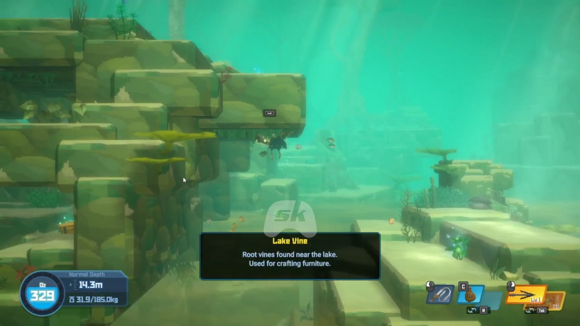 Vinhas do lago no passo a passo de Dave the Diver In the Jungle (Imagem via Sportskeeda Gaming || Mintrocket)