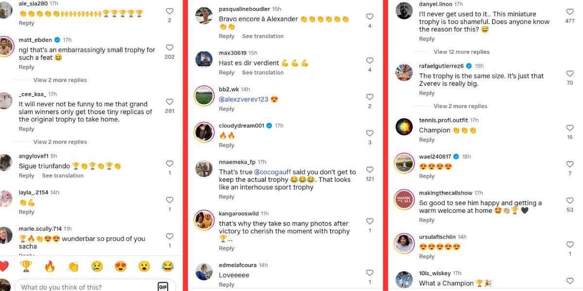 Captura de tela da seção de comentários da postagem do Instagram.