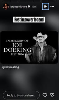 Bronson Reed prestou homenagem (Fonte: Instagram)