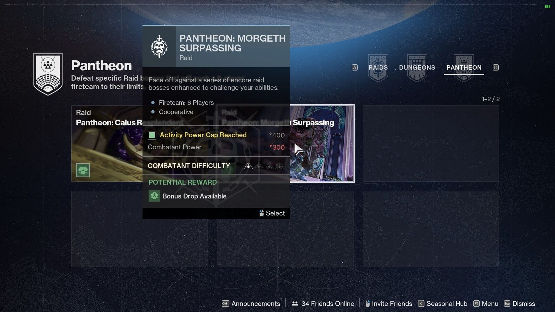 Alinhamento de Morgeth Superando no Pantheon (Imagem via Bungie)