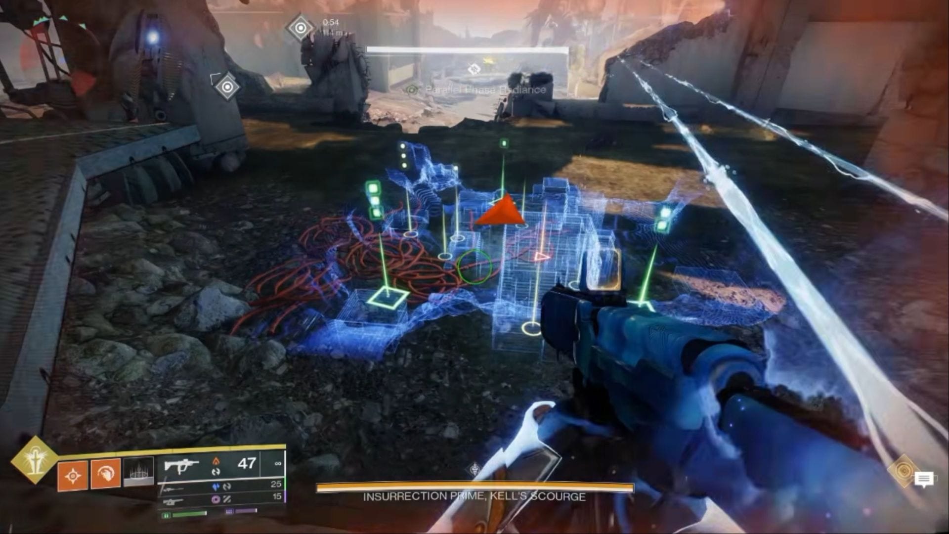 Mapa após os assassinos pegarem as baterias Berserker em Destiny 2 (Imagem via Bungie) 