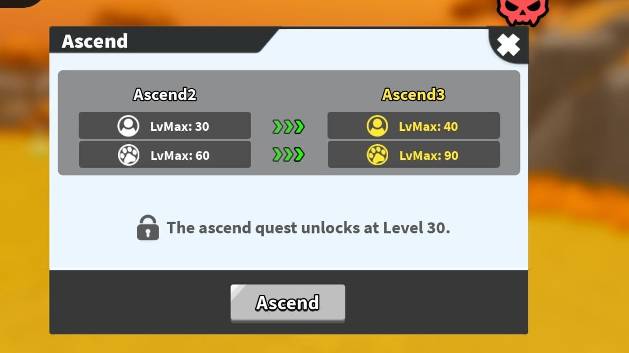 Os requisitos de ascensão (imagem via Roblox)