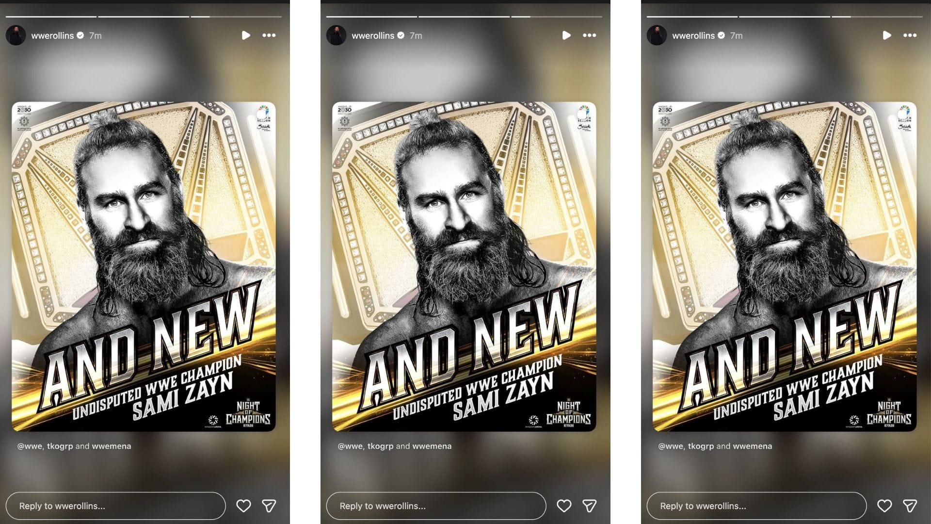 Rollins reagiu à conquista do título de Zayn (Fonte: Seth Rollins no Instagram)