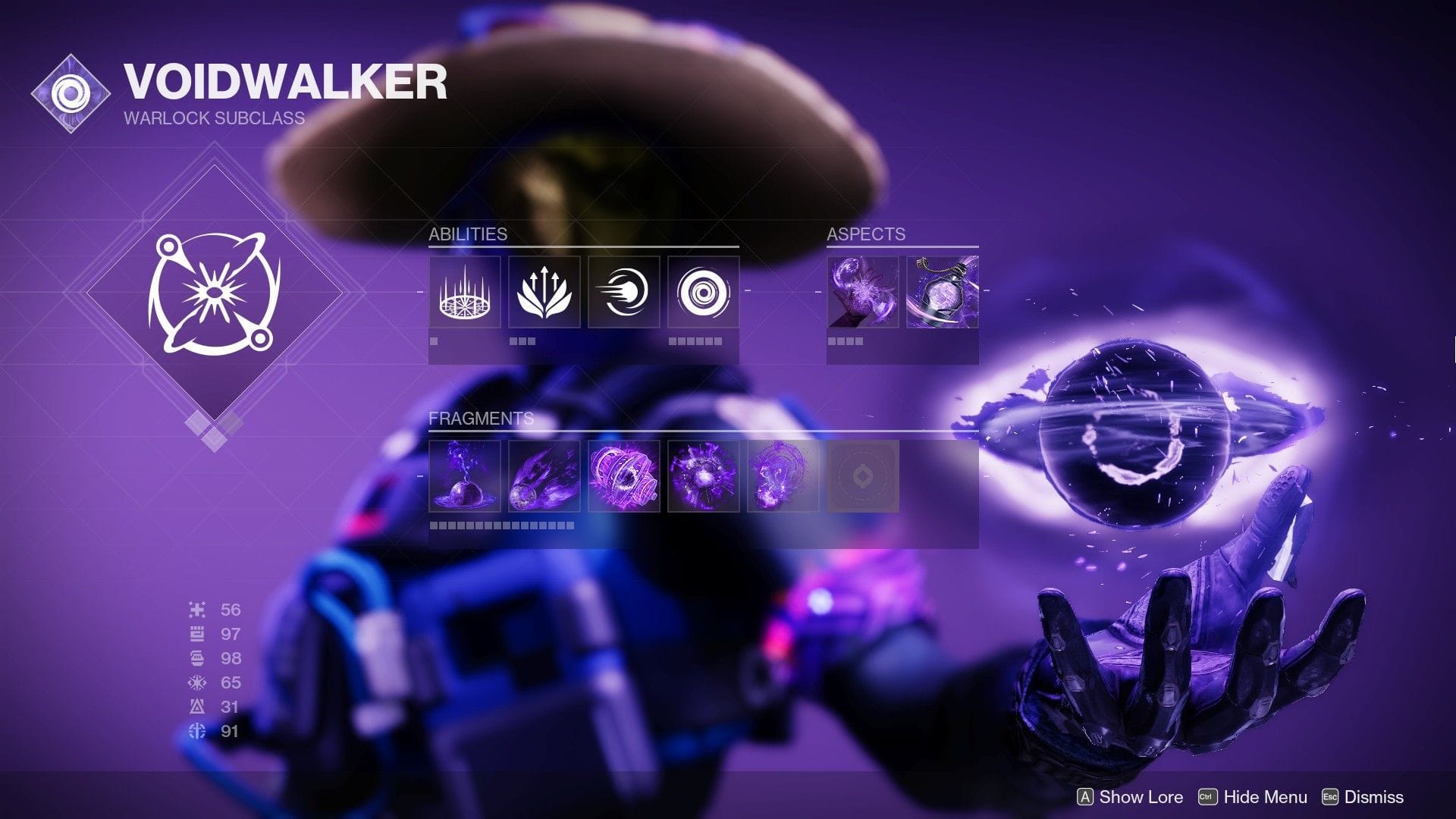 Configuração de subclasse para Soul Siphon Warlock (imagem via Bungie)