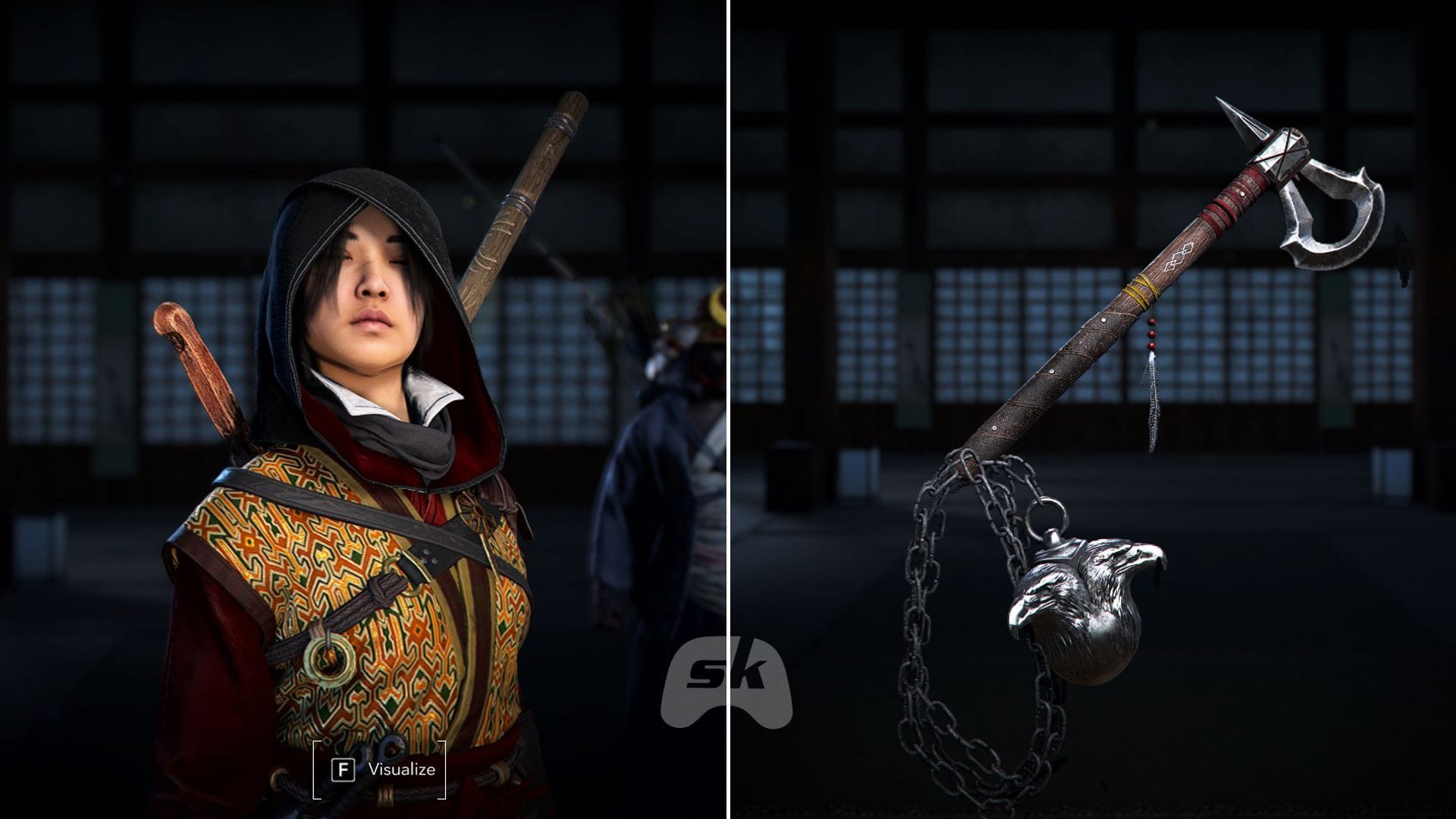 Get Evie Frye's Hood and Connor's Tomahawk for Naoe (Image via Ubisoft)