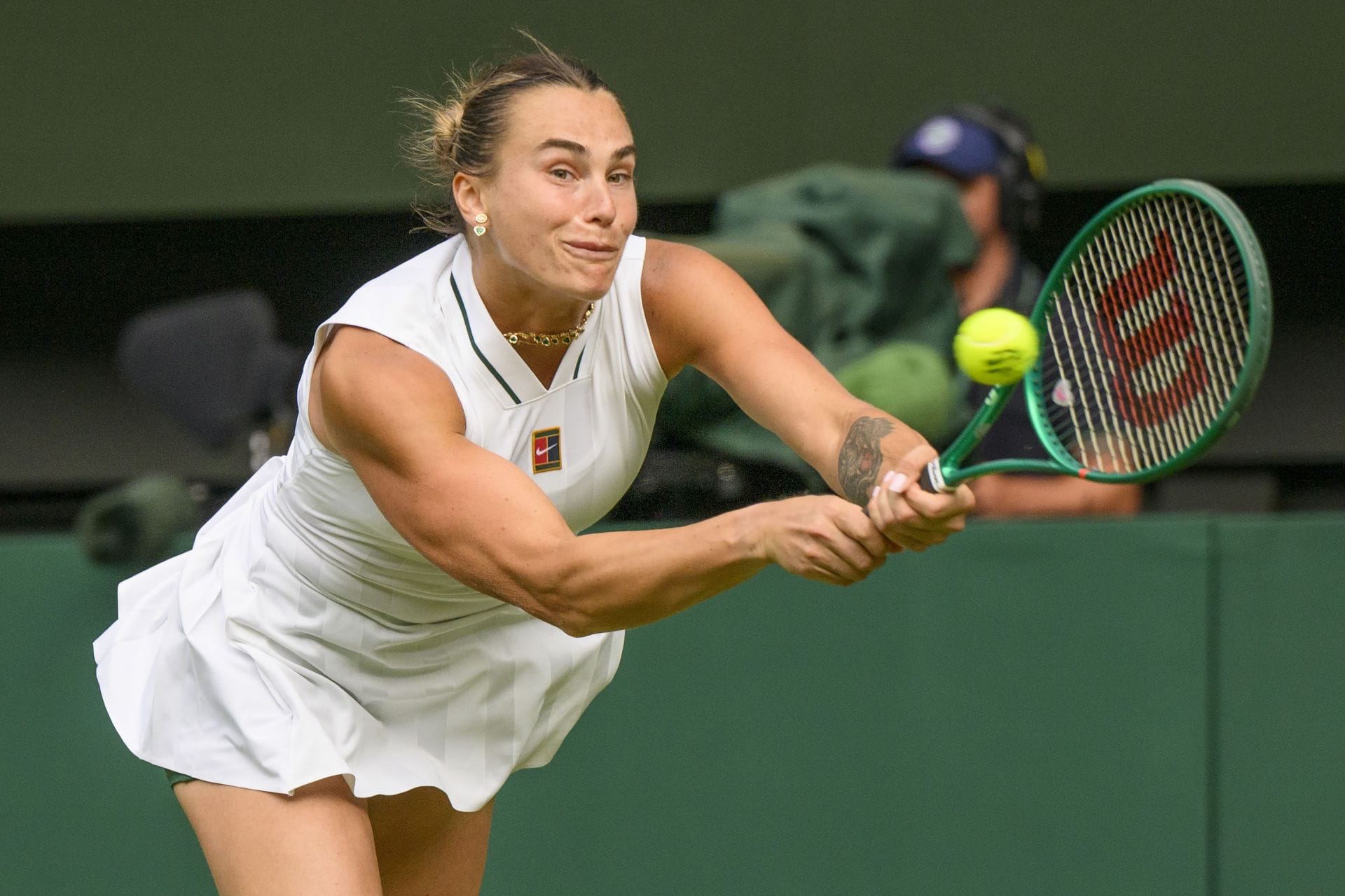 Aryna Sabalenka em ação no Campeonato de Wimbledon de 2026 (Fonte: Getty)