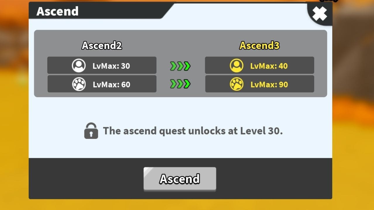 O menu de ascensão (imagem via Roblox)