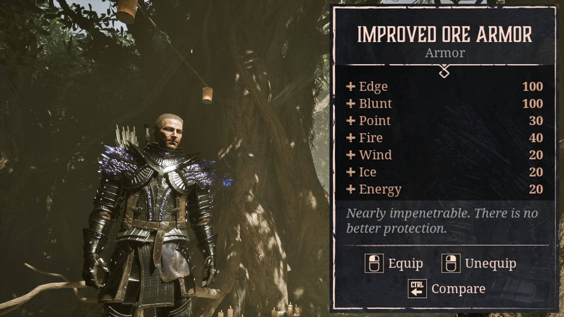 A armadura de minério aprimorada é a armadura corpo a corpo definitiva em Gothic 1 Remake (imagem via Alkimia Interactive)
