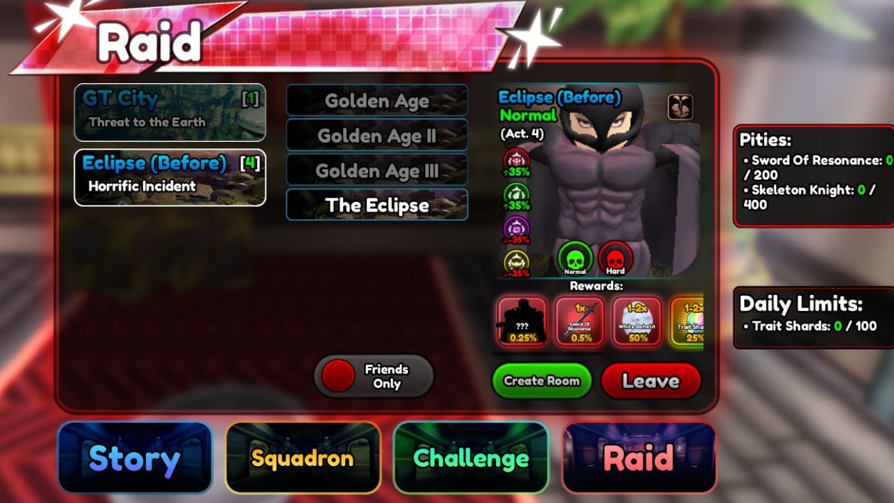 Complete o nível Eclipse para obter Skeleton Knight (Imagem via Roblox)