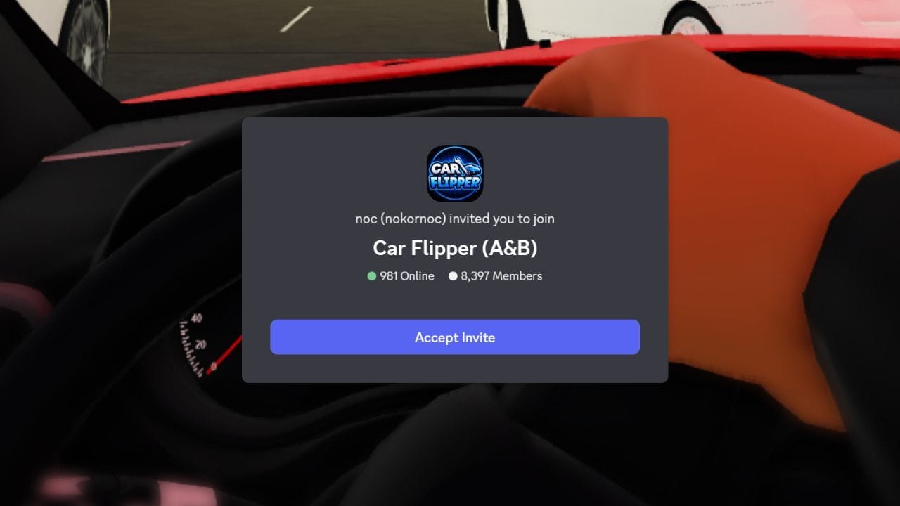 Convite para Car Flipper Discord (imagem via Discord)